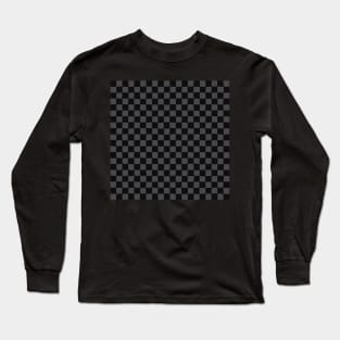 Wonky Checkerboard, Black and Grey Long Sleeve T-Shirt